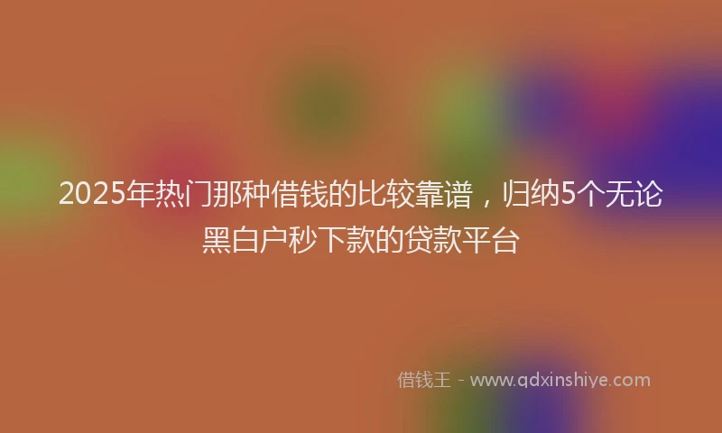2025年热门那种借钱的比较靠谱，归纳5个无论黑白户秒下款的贷款平台