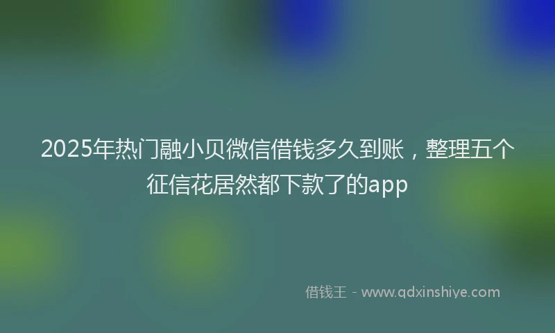 2025年热门融小贝微信借钱多久到账，整理五个征信花居然都下款了的app