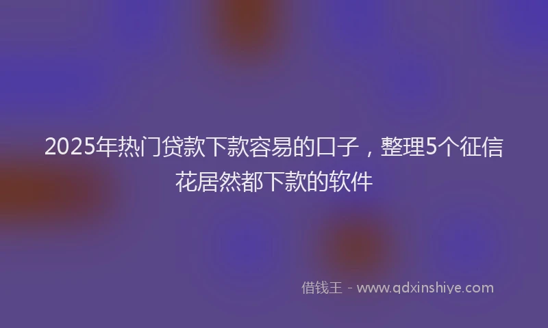 2025年热门贷款下款容易的口子,整理5个征信花居然都下款的软件