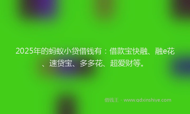 2025年的蚂蚁小贷借钱有：借款宝快融、融e花、速贷宝、多多花、超爱财等。