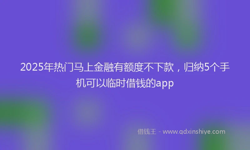 2025年热门马上金融有额度不下款，归纳5个手机可以临时借钱的app