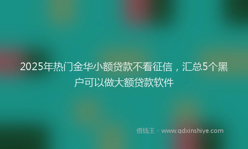 2025年热门金华小额贷款不看征信，汇总5个黑户可以做大额贷款软件
