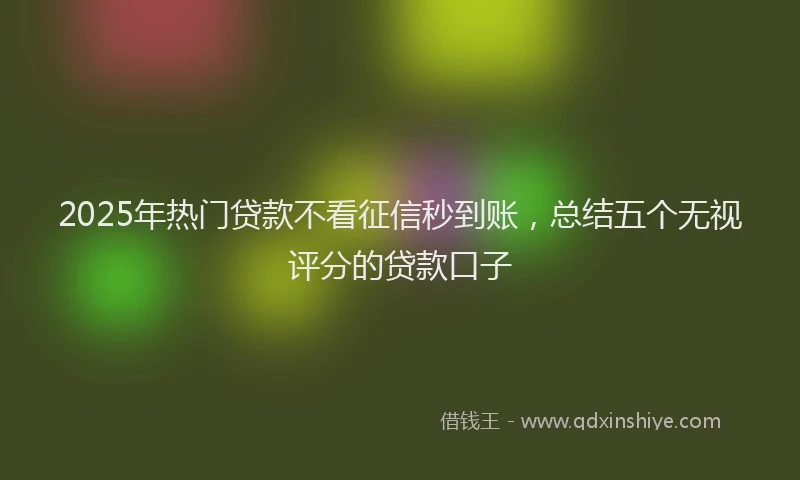 2025年热门贷款不看征信秒到账，总结五个无视评分的贷款口子