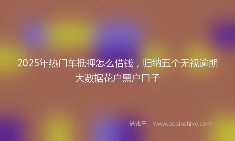 2025年热门车抵押怎么借钱,归纳五个无视逾期大数据花户黑户口子