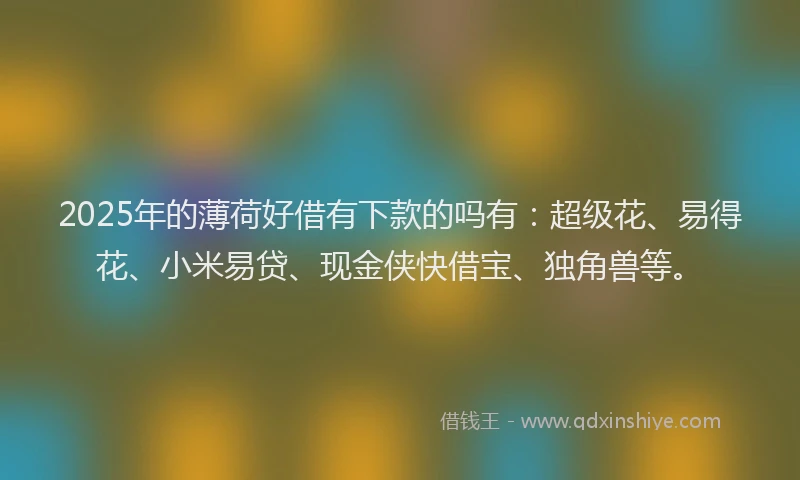 2025年的薄荷好借有下款的吗有：超级花、易得花、小米易贷、现金侠快借宝、独角兽等。