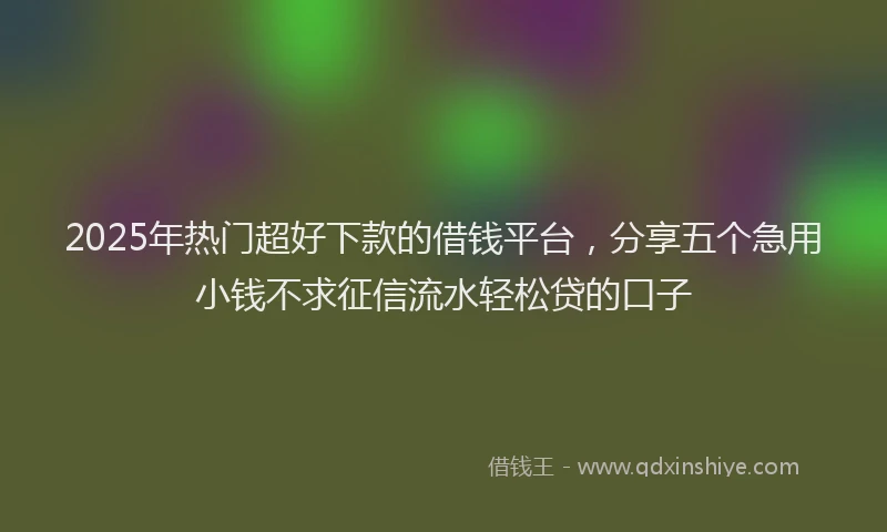2025年热门超好下款的借钱平台，分享五个急用小钱不求征信流水轻松贷的口子