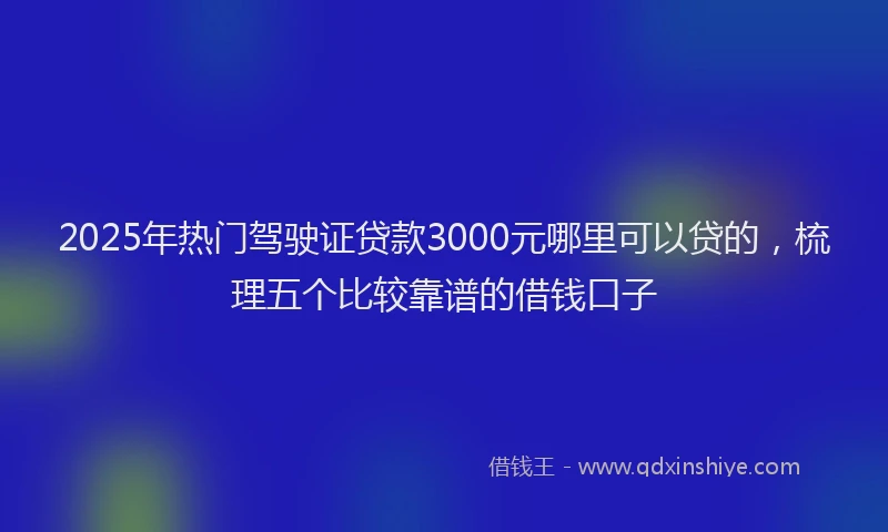 2025年热门驾驶证贷款3000元哪里可以贷的，梳理五个比较靠谱的借钱口子
