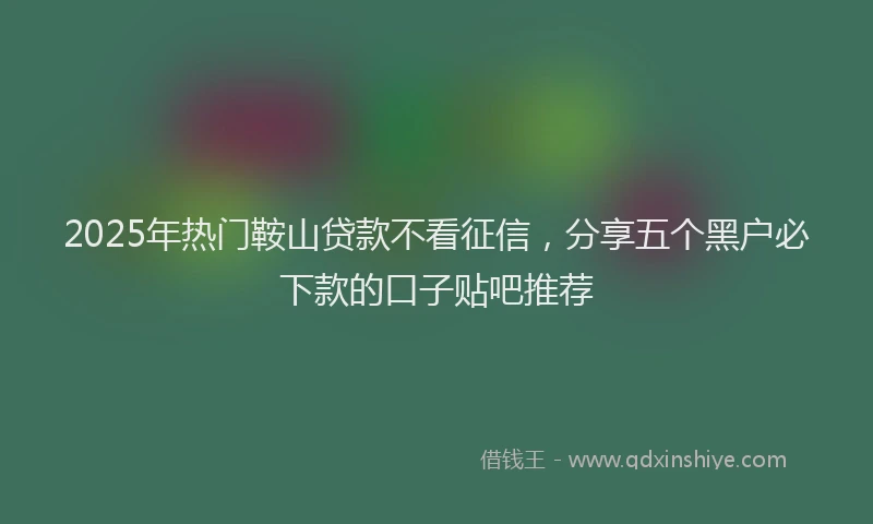 2025年热门鞍山贷款不看征信，分享五个黑户必下款的口子贴吧推荐