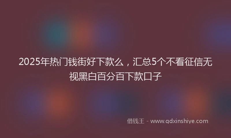 2025年热门钱街好下款么，汇总5个不看征信无视黑白百分百下款口子