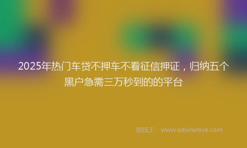 2025年热门车贷不押车不看征信押证，归纳五个黑户急需三万秒到的的平台