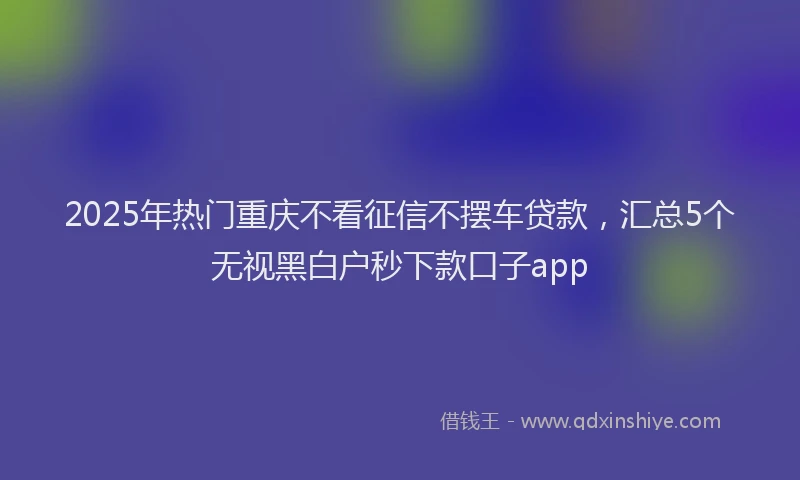 2025年热门重庆不看征信不摆车贷款,汇总5个无视黑白户秒下款口子app