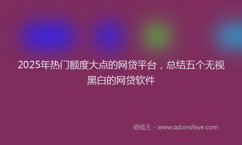 2025年热门额度大点的网贷平台，总结五个无视黑白的网贷软件