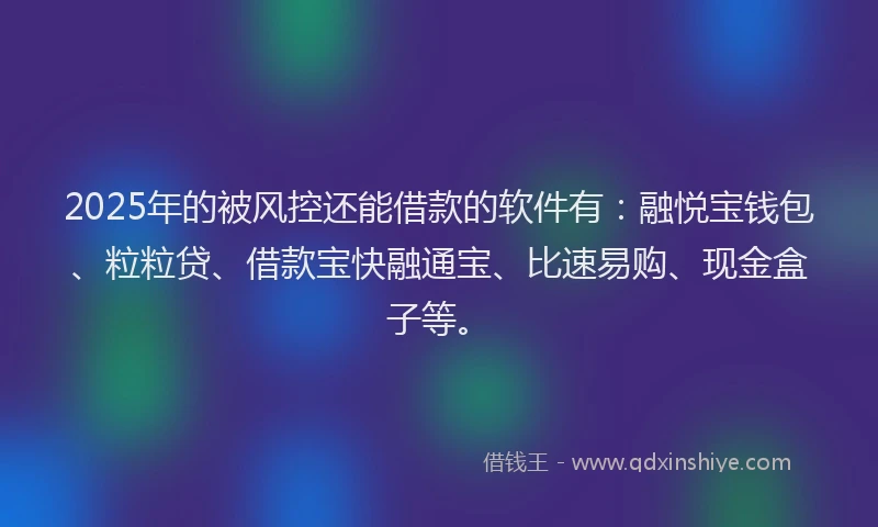2025年的被风控还能借款的软件有:融悦宝钱包、粒粒贷、借款宝快融通宝、比速易购、现金盒子等。