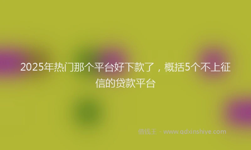 2025年热门那个平台好下款了，概括5个不上征信的贷款平台