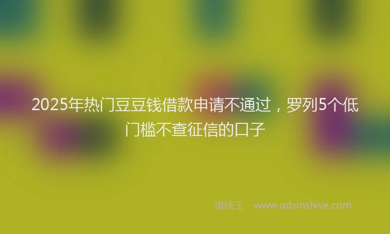 2025年热门豆豆钱借款申请不通过,罗列5个低门槛不查征信的口子