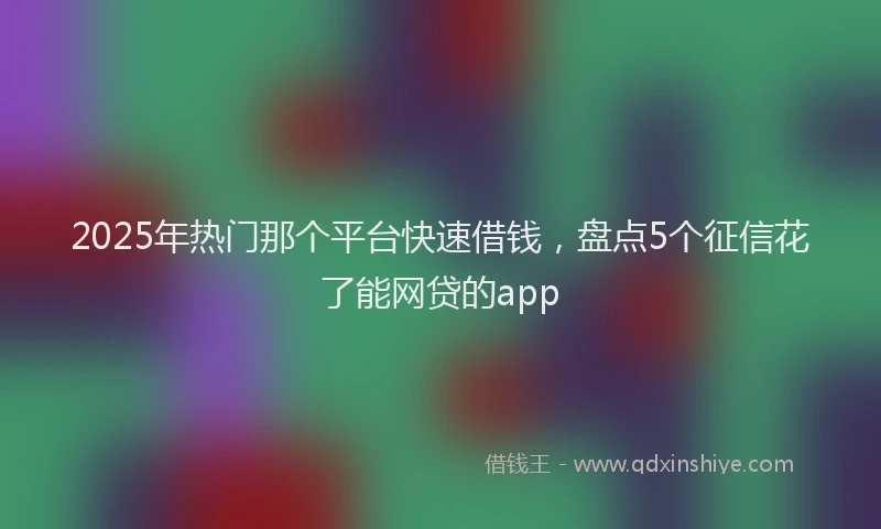 2025年热门那个平台快速借钱，盘点5个征信花了能网贷的app