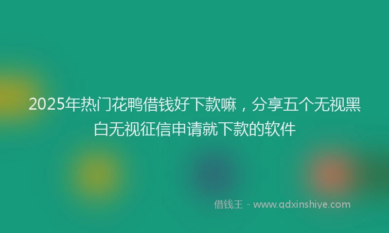 2025年热门花鸭借钱好下款嘛，分享五个无视黑白无视征信申请就下款的软件