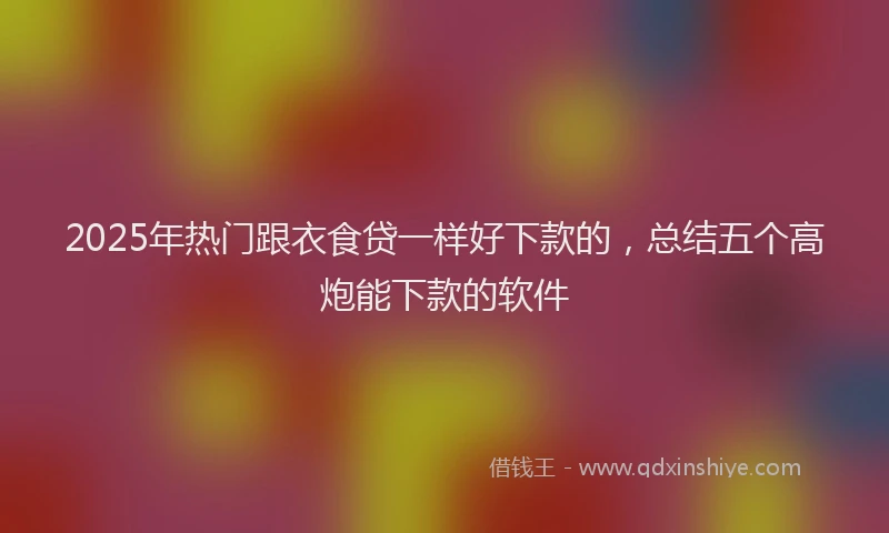 2025年热门跟衣食贷一样好下款的，总结五个高炮能下款的软件