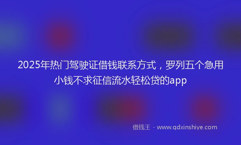 2025年热门驾驶证借钱联系方式，罗列五个急用小钱不求征信流水轻松贷的app