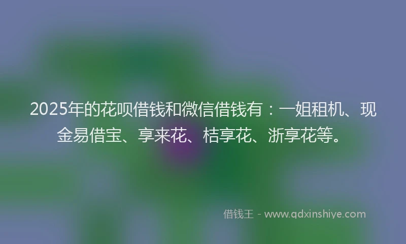 2025年的花呗借钱和微信借钱有:一姐租机、现金易借宝、享来花、桔享花、浙享花等。