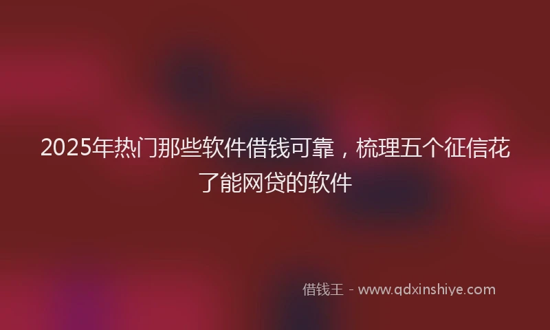 2025年热门那些软件借钱可靠,梳理五个征信花了能网贷的软件