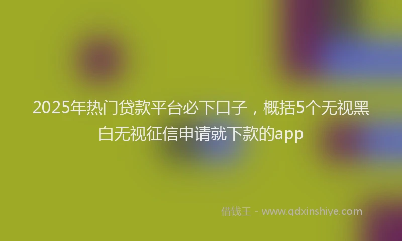 2025年热门贷款平台必下口子,概括5个无视黑白无视征信申请就下款的app