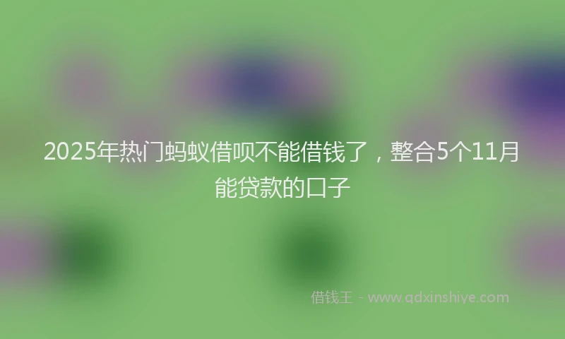 2025年热门蚂蚁借呗不能借钱了，整合5个11月能贷款的口子