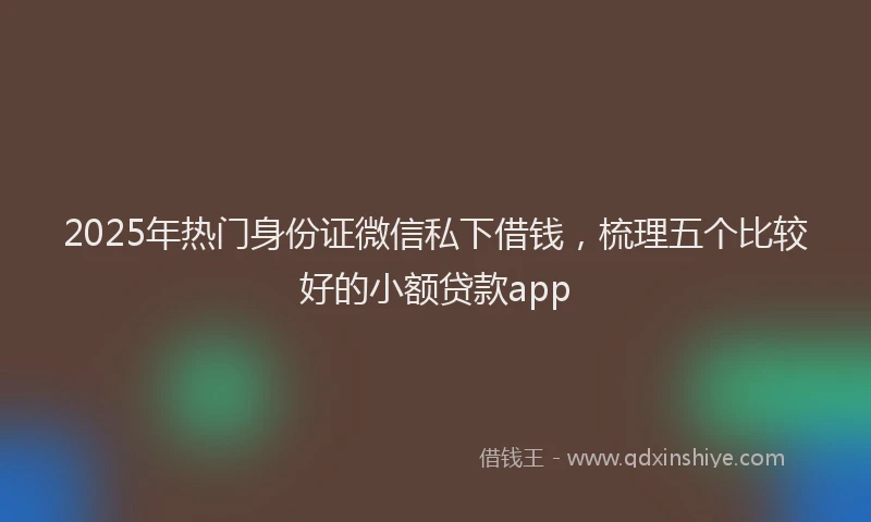 2025年热门身份证微信私下借钱,梳理五个比较好的小额贷款app