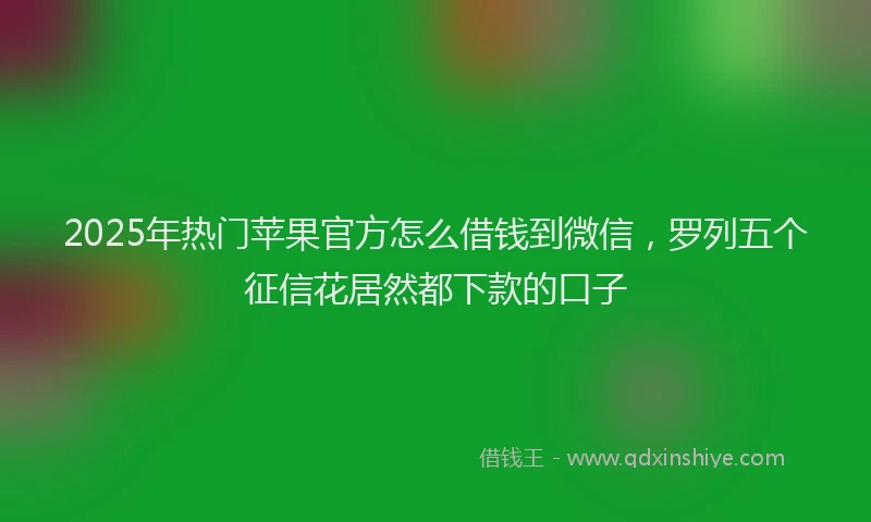 2025年热门苹果官方怎么借钱到微信，罗列五个征信花居然都下款的口子