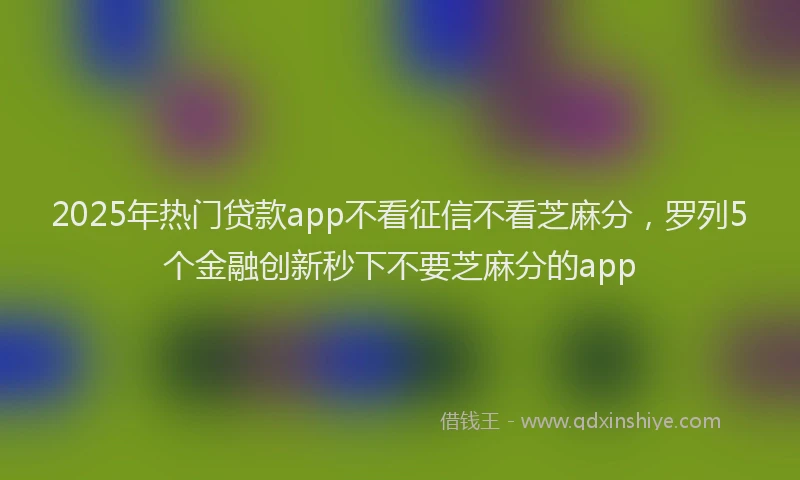 2025年热门贷款app不看征信不看芝麻分，罗列5个金融创新秒下不要芝麻分的app