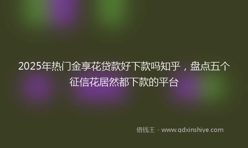 2025年热门金享花贷款好下款吗知乎，盘点五个征信花居然都下款的平台