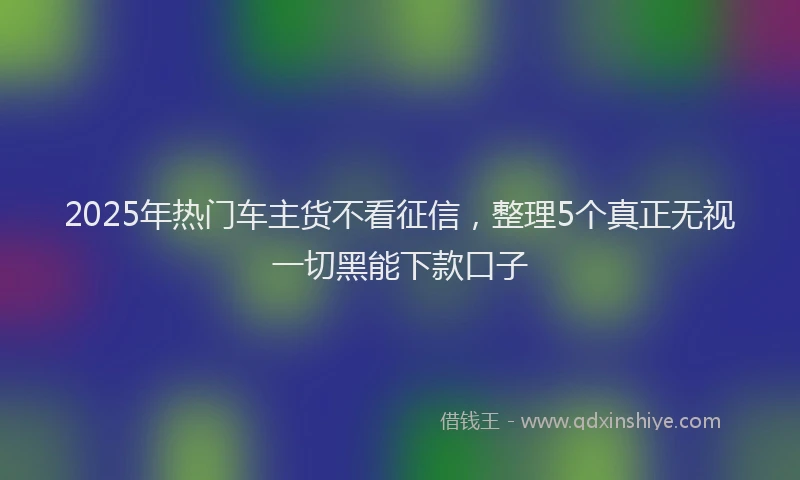2025年热门车主货不看征信，整理5个真正无视一切黑能下款口子