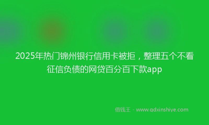 2025年热门锦州银行信用卡被拒，整理五个不看征信负债的网贷百分百下款app