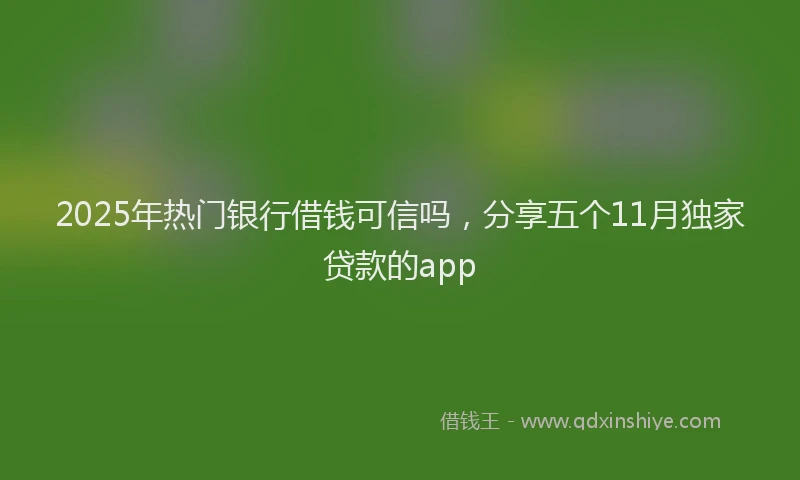 2025年热门银行借钱可信吗,分享五个11月独家贷款的app