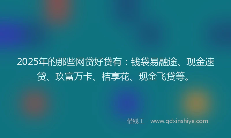 2025年的那些网贷好贷有：钱袋易融途、现金速贷、玖富万卡、桔享花、现金飞贷等。