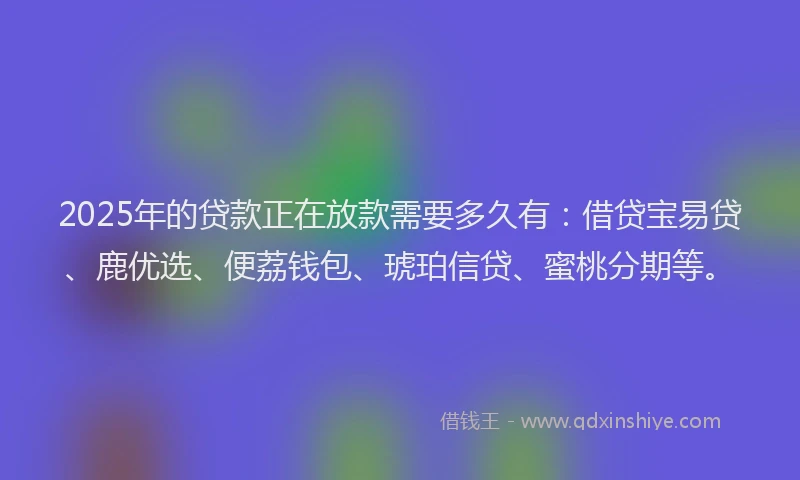 2025年的贷款正在放款需要多久有:借贷宝易贷、鹿优选、便荔钱包、琥珀信贷、蜜桃分期等。