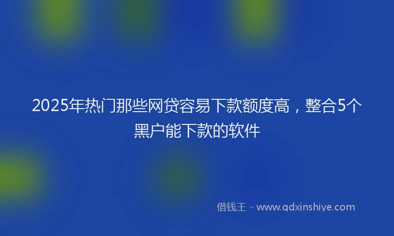 2025年热门那些网贷容易下款额度高,整合5个黑户能下款的软件