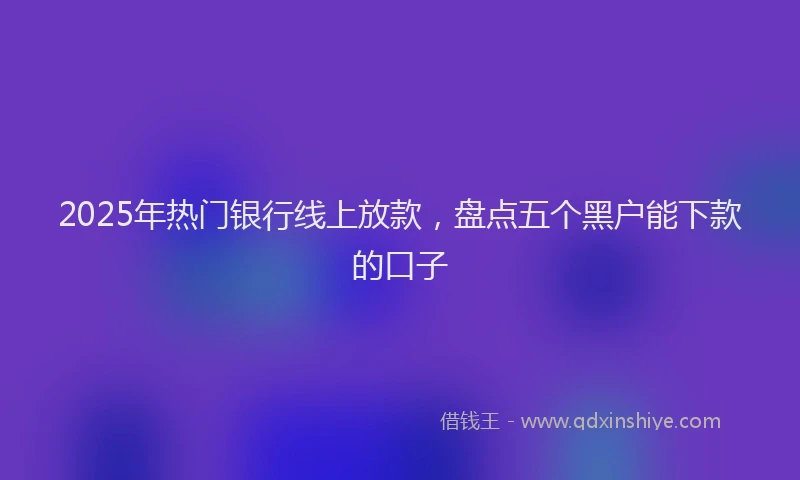 2025年热门银行线上放款，盘点五个黑户能下款的口子