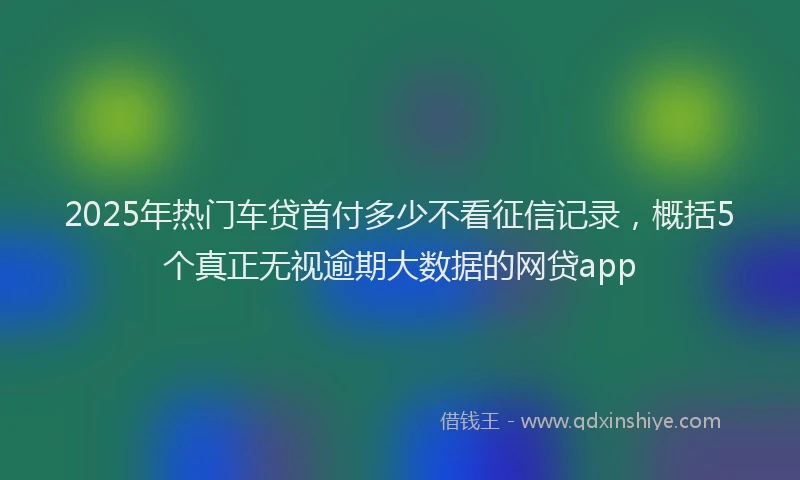 2025年热门车贷首付多少不看征信记录,概括5个真正无视逾期大数据的网贷app