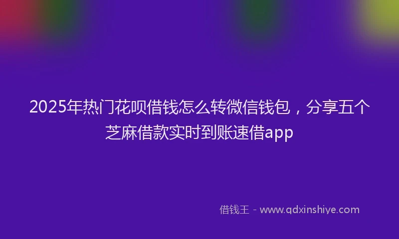 2025年热门花呗借钱怎么转微信钱包，分享五个芝麻借款实时到账速借app