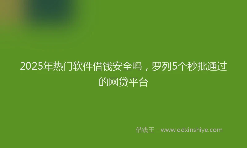 2025年热门软件借钱安全吗,罗列5个秒批通过的网贷平台