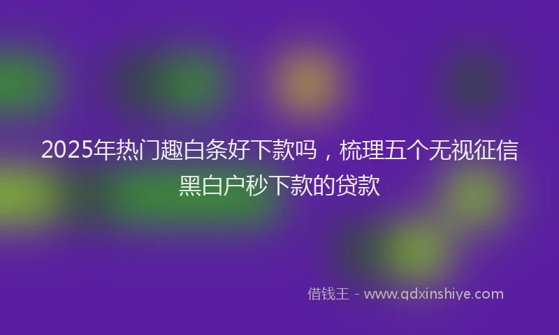 2025年热门趣白条好下款吗，梳理五个无视征信黑白户秒下款的贷款