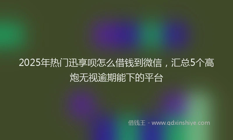 2025年热门迅享呗怎么借钱到微信,汇总5个高炮无视逾期能下的平台