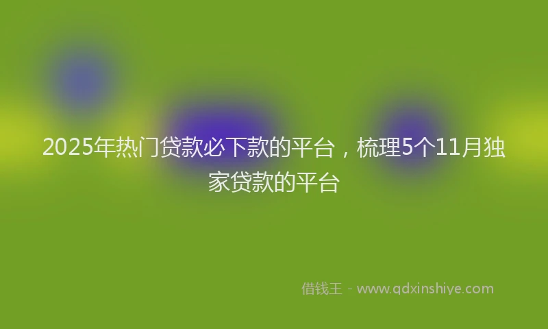2025年热门贷款必下款的平台,梳理5个11月独家贷款的平台