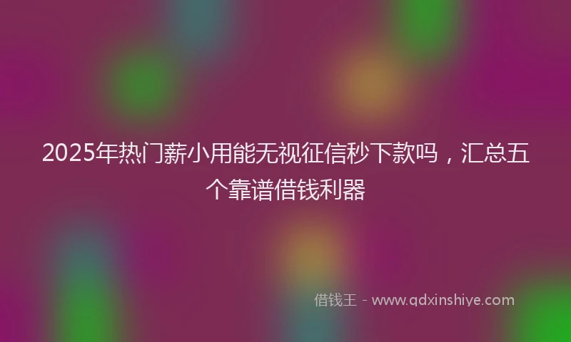 2025年热门薪小用能无视征信秒下款吗，汇总五个靠谱借钱利器