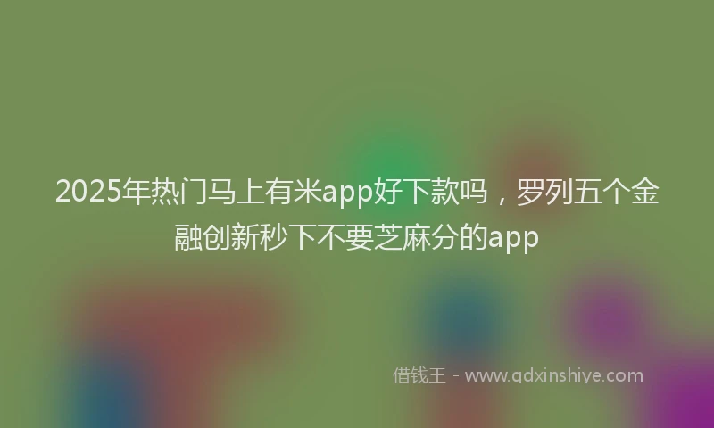 2025年热门马上有米app好下款吗，罗列五个金融创新秒下不要芝麻分的app