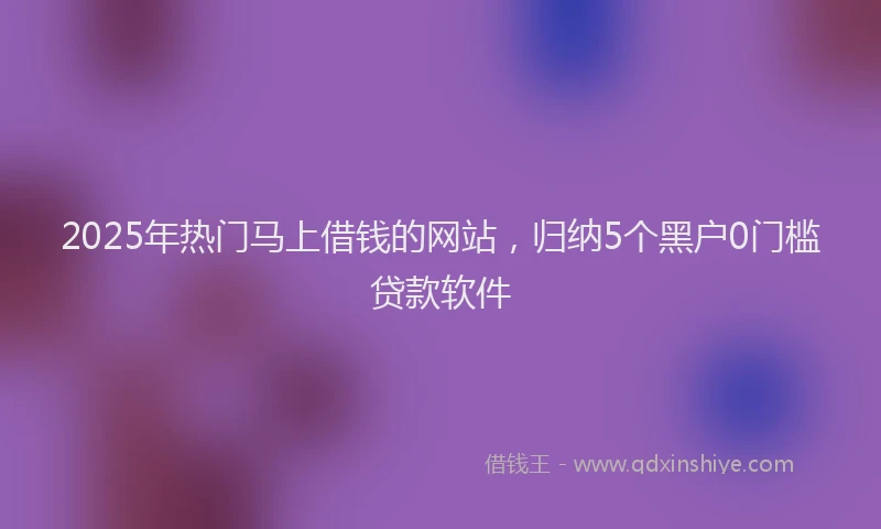 2025年热门马上借钱的网站,归纳5个黑户0门槛贷款软件