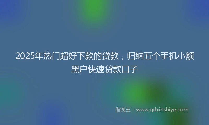2025年热门超好下款的贷款，归纳五个手机小额黑户快速贷款口子