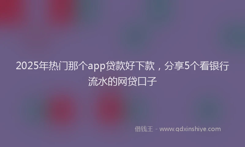 2025年热门那个app贷款好下款，分享5个看银行流水的网贷口子