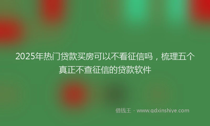 2025年热门贷款买房可以不看征信吗，梳理五个真正不查征信的贷款软件
